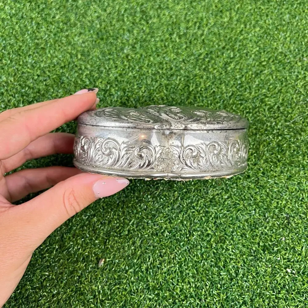 Vintage Godinger Double Heart Silver Plated Trinket Box